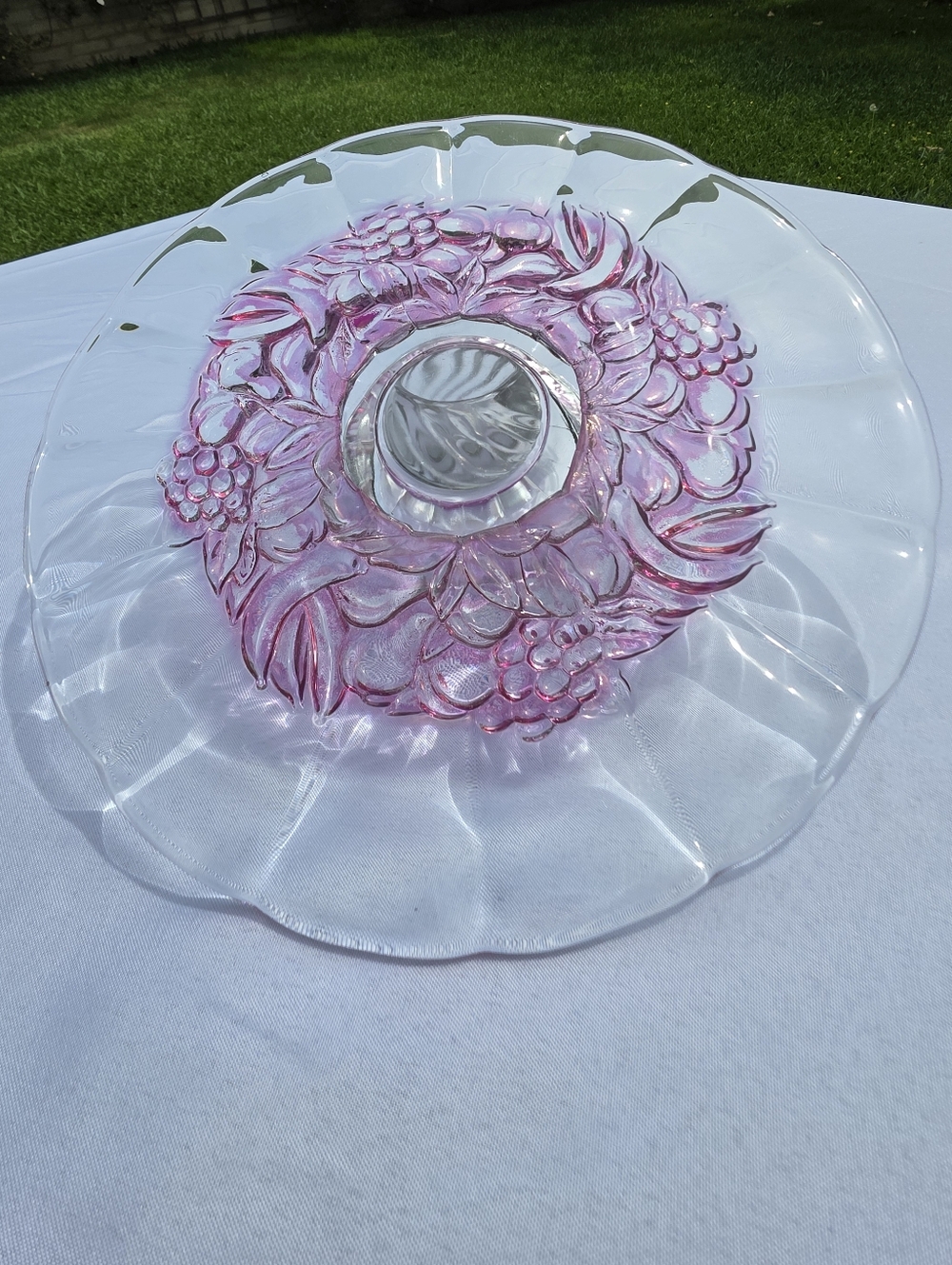 Vintage Indiana Glass Cranberry Flash Footed Platter Cake Plate Sandwich 13.5”